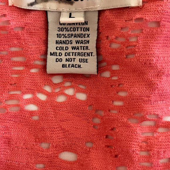 Passion Concepts Orange Lace Bat-wing Sleeves, Scoop neck Top Size Large - Picture 8 of 8